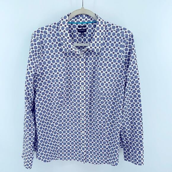 Talbots non-iron medallion print long sleeve button down dresss shirt sz 16 - Picture 1 of 7